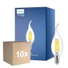 Opakowanie 10x Philips MASTER LED E14 Zgięty-tip Świeca Włókno Przezroczysty 3.4W 470lm - 922-927 Dim To Warm | Najlepsze Renderowanie Kolorów - Ściemnianie - Zamienne 40W